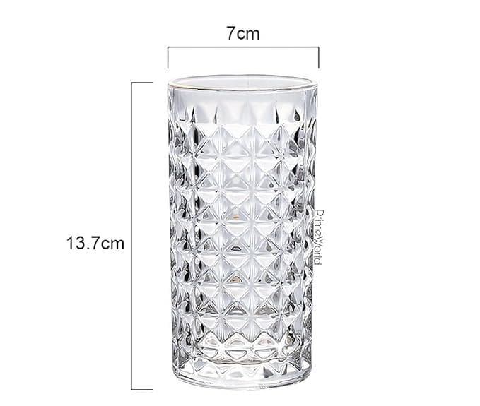 Premium 280 ml Diamond Water Glasses Tall Drinking Glasses for- Water, Juice, Colddrink, Mojito, Cocktail, Lead-Free, Perfect for Home, Restaurants and Parties view 2