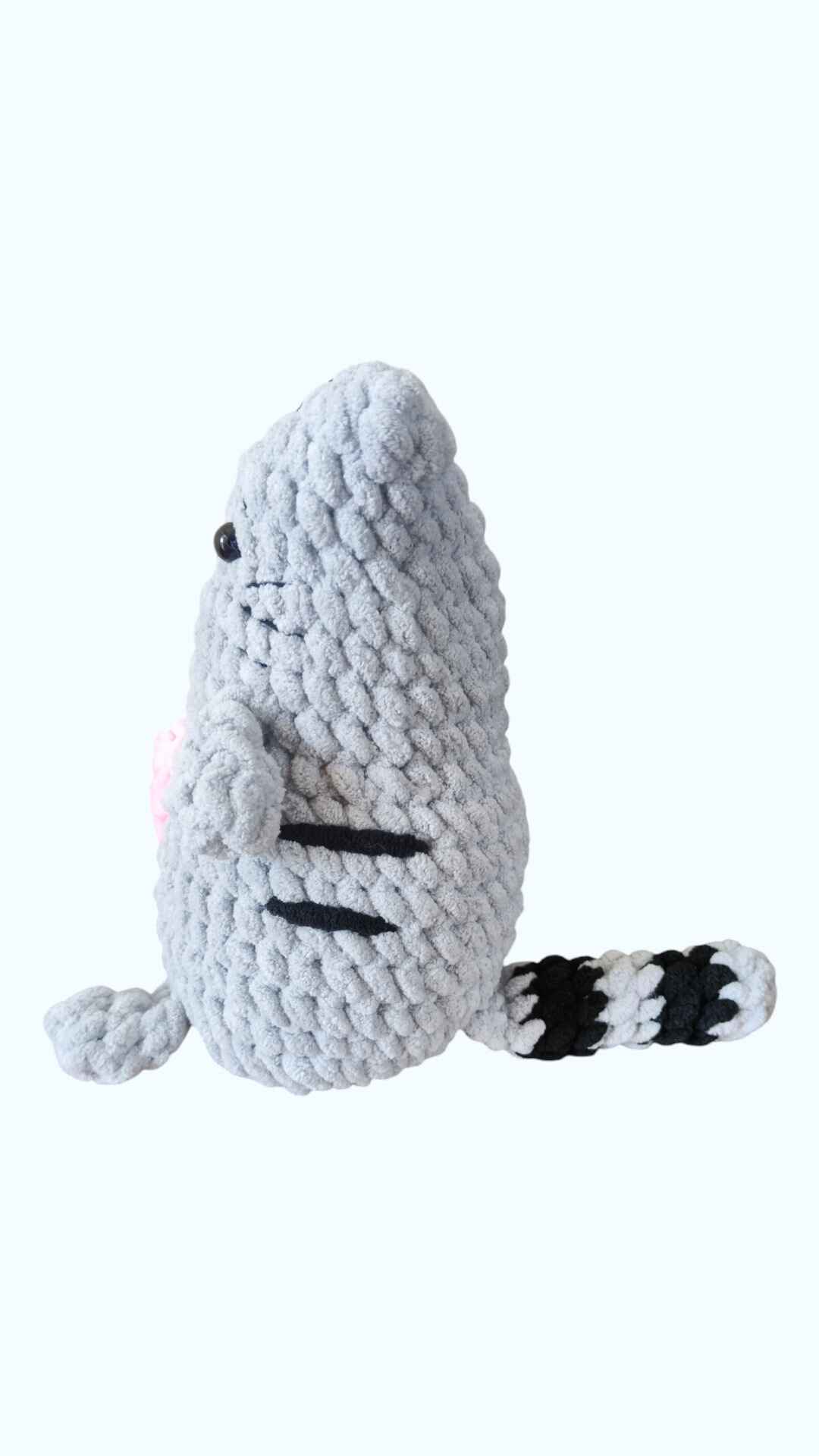 Grey Kitten Chenille Crochet Toy view 2