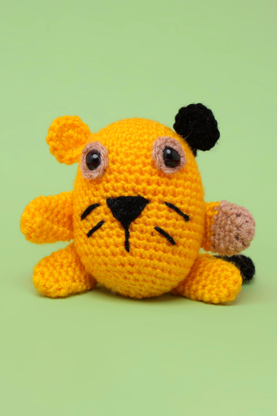 The Original Knit Beginner's Crochet Kit- Cat - Yellow & Beige