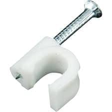 6 mm circle cable clips with metal nail white pack of 100 pics
