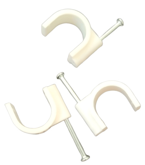6 mm circle cable clips with metal nail white pack of 100 pics view 2