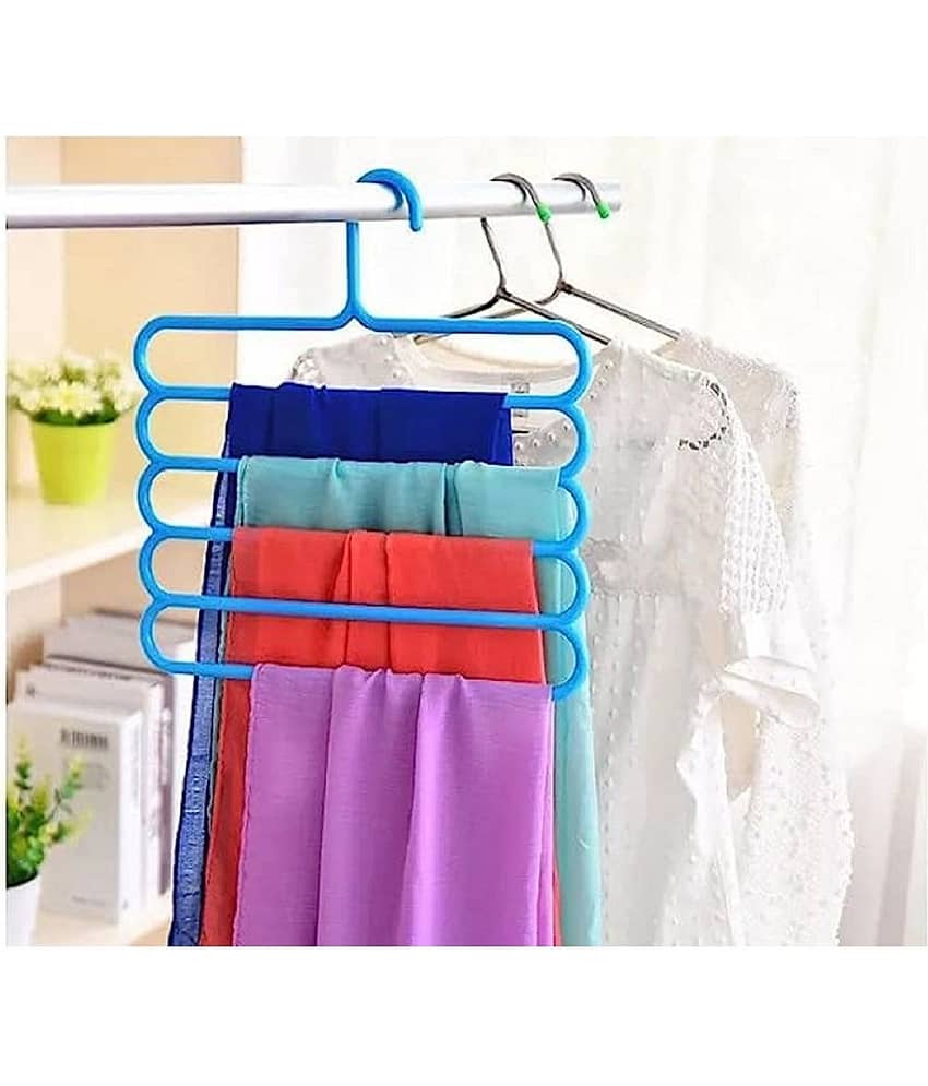 Plastic 5 Layer Cloth Hanger, Wardrobe Space Saver Set of 5 view 2