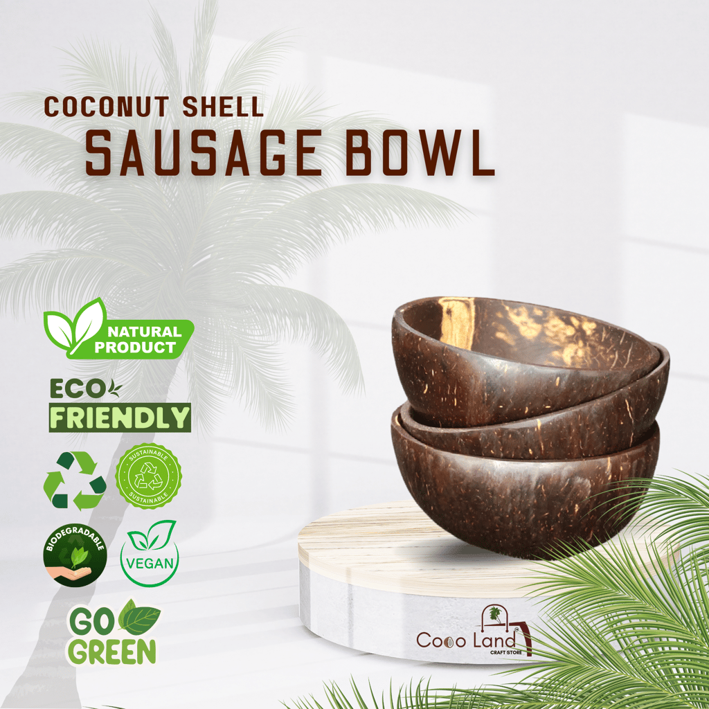 Coco Land Coconut Shell SAUSAGE Bowl 100 ml |Coconut Oil Polished Decorative Pots ,Chutney,Pickle,Smoothie,Coffee,Tea Serving Bowl|Mixing Bowl,Natural Bowl,Eco Friendly view 2