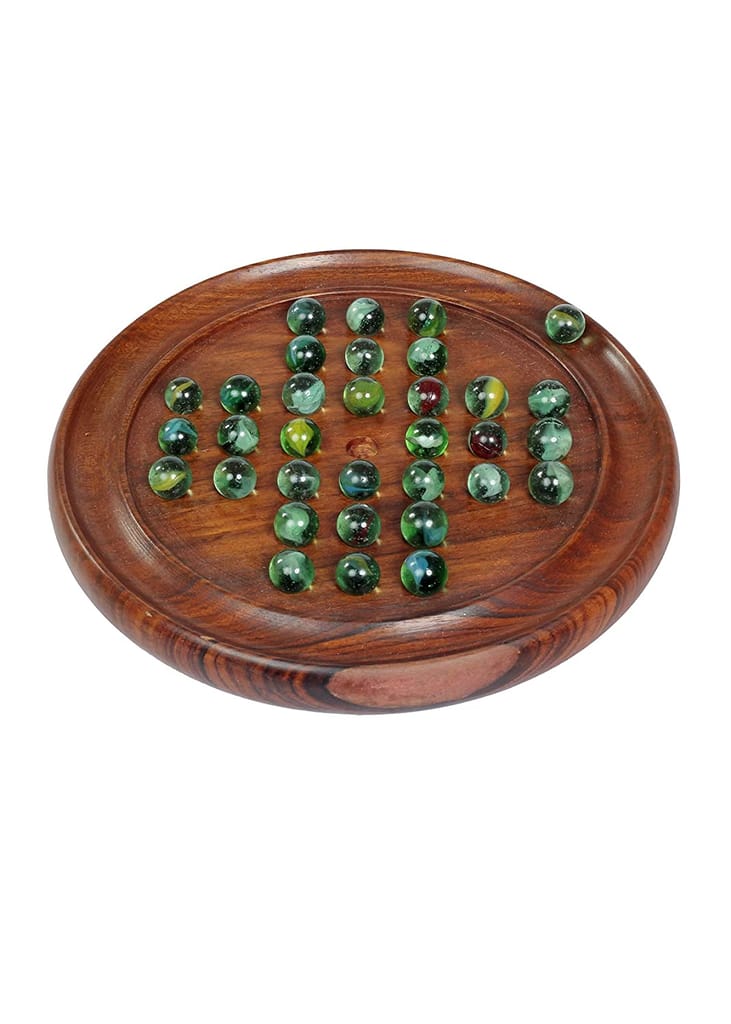 Desi Toys Brainvita Marble Game | Wooden Solitaire Game Board | Brain Strategy | Mind Challenging | Suitable for Ages 8 Years and Up | Multicolor | Single Player Games | Best Gift for Kids & Adults view 2