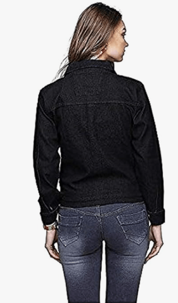 KANZUL -FASHION PASSION Women's Cotton Denim Jacket (Black, Large) view 2