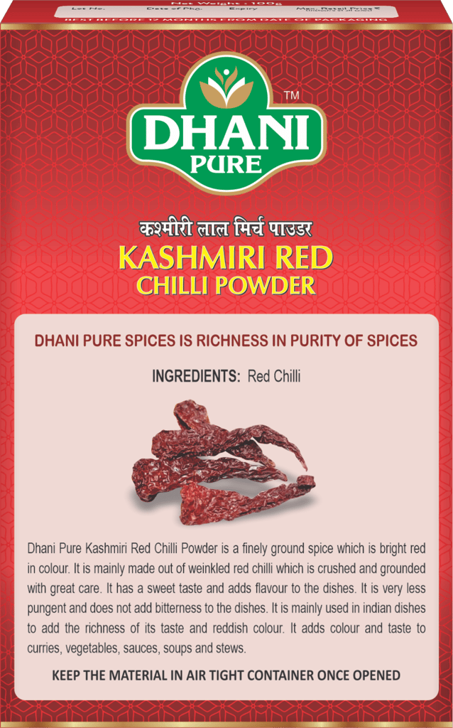 Dhani Pure Kashmiri Red Chilli Powder Box (MRP : RS. 10/- ONLY) view 2