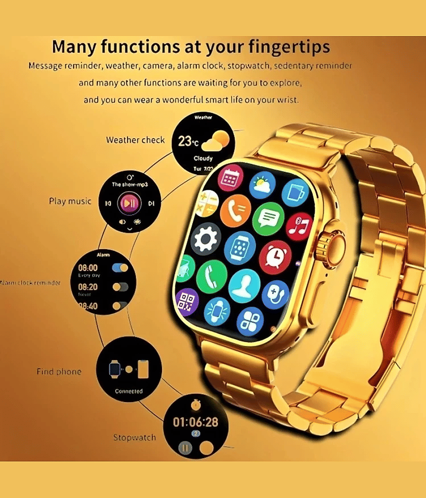 Premium Quality Gold Bluetooth Calling Touchscreen with Fitness Health Sports Music view 2