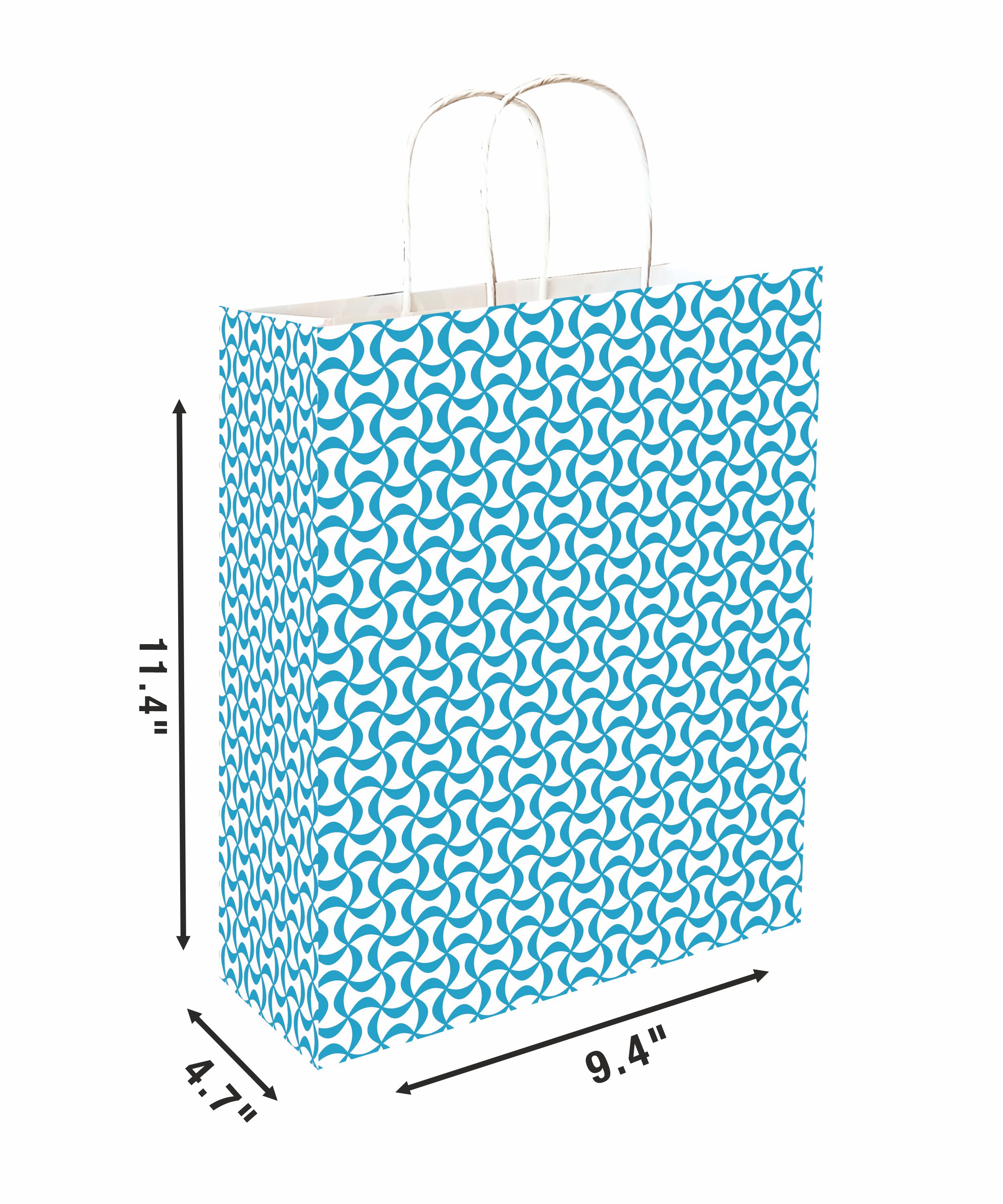 Printed 90 GSM Aqua Blue Paper Gift Bags, Ideal for Return Gifts, Corporate Gifts, & Gifting on Special Occasions (Size: 11.4 x 9.4 x 4.7 inch) - 24 view 2