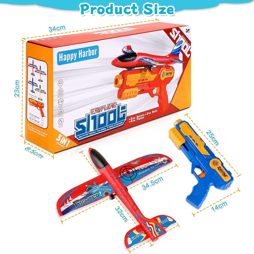 KTRS ENTERPRISE Airplane Catapult Launcher Toy Set Plane Foam Glider Outdoor Kids Interactive Flying Shooting Game view 2