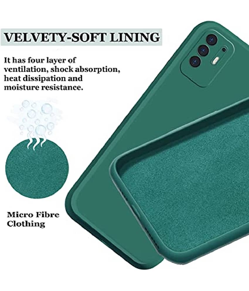 ZAMN - Green Silicon Plain Cases Compatible For Oppo F19 Pro Plus 5G ( Pack of 1 ) view 2