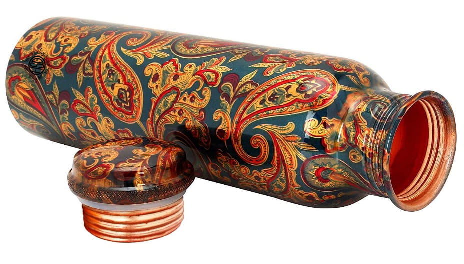 Copper Bottles for Printed with Art Work, Travelling Purpose Bottles, Yoga Ayurveda Healing, 800 ML view 2