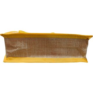 Yellow Premium Jute Handcrafted Multipurpose Bag For Women view 2