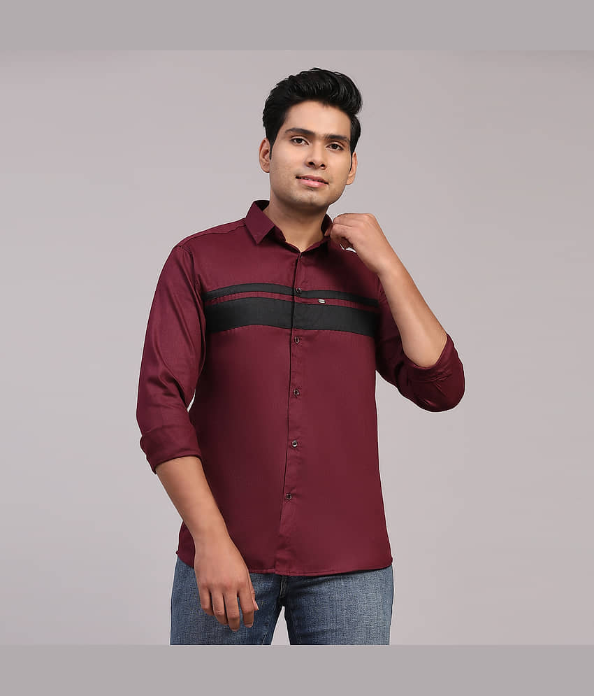 NOWT Cotton Blend Regular Fit Colorblock Full Sleeves Men's Casual Shirt - Grey ( Pack of 1 )