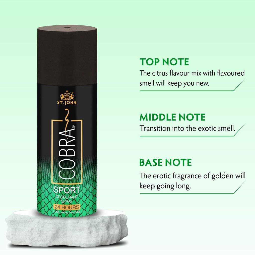 ST-JOHN cobra limited edition deo sport for men 450 ml (PACK OF 3) Deodorant Spray - For Men Deodorant Spray - For Men (450 ml, Pack of 3) view 2
