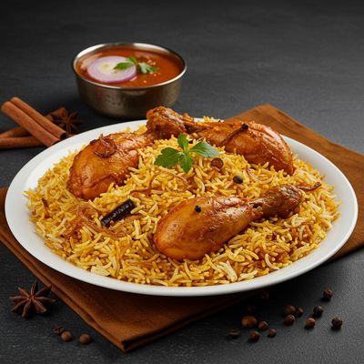 Hyderabad Leg Piece Chicken Dum Biryani