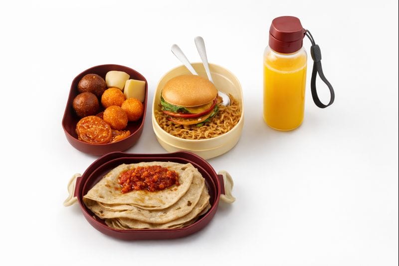 Tasty Lunch Box Combo with Leakproof Container & Flip-Top Water Bottle (Maroon) – Compact, Durable & Travel-Friendly Meal Set view 2