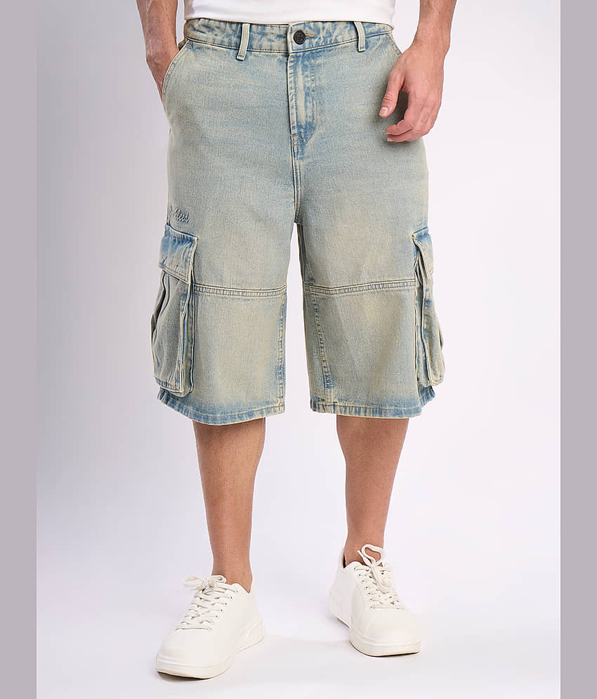 Bene Kleed Light Blue Cotton Men's Shorts ( Pack of 1 ) view 2