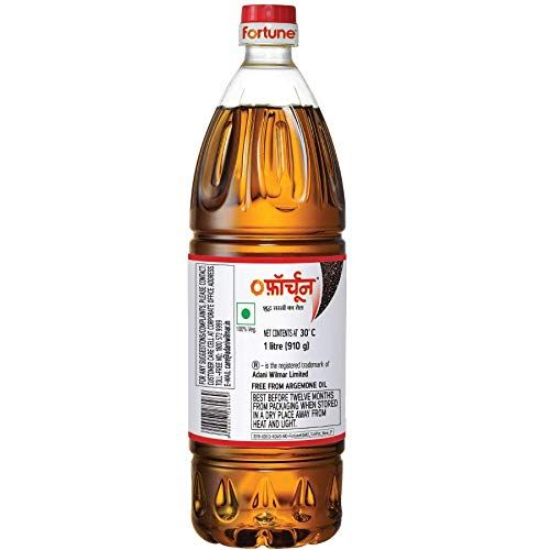 Fortune Kachi Ghani Pure Mustard Oil, 1 L view 2