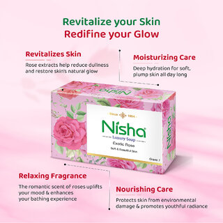 Nisha Soaps For Bath 100g - Exotic Rose, Enriched with Natural Ingredients (Pack OF 5) view 2