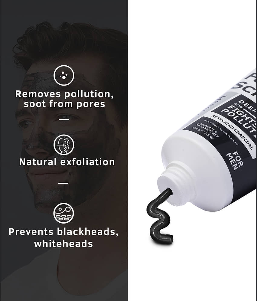 Ustraa Activated Charcoal Face Scrub For Men- 100g view 2