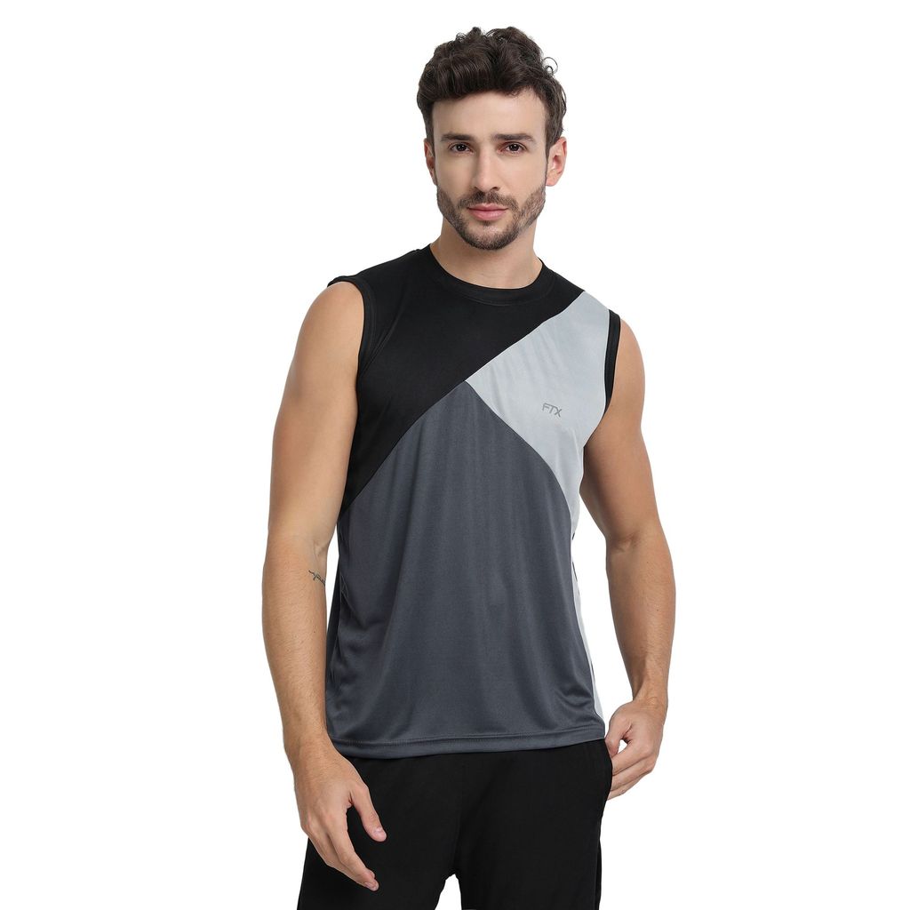 FTX Men Colorblock Round Neck Sleeveless Tshirt