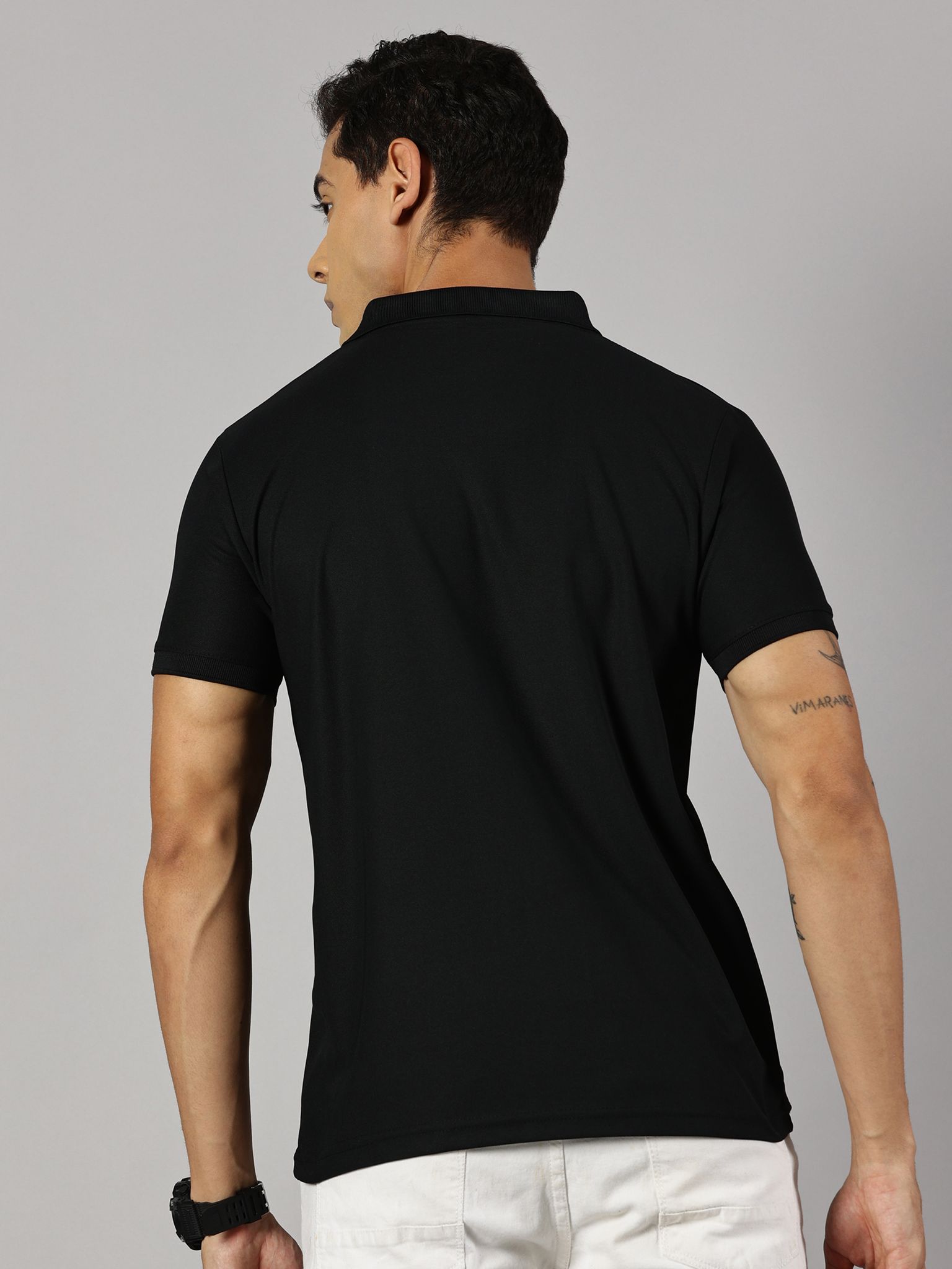 Dry-fit Black Striped Polo view 2