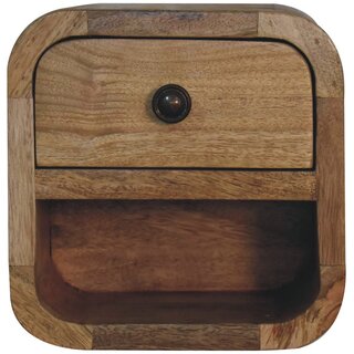 Extra Mini Curved Oak-ish Bedside with Open Slot view 2