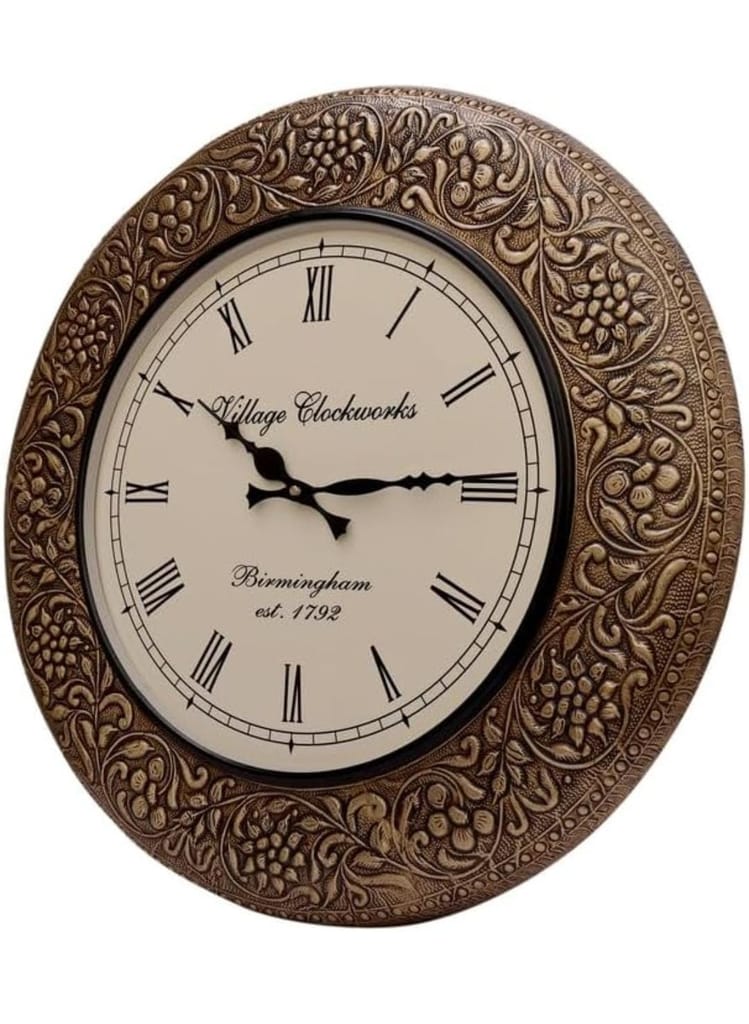 Nikhil Art Wood Roman World Wall Analog Clock Antique Hand Painted Clock For Bedroom Living Room Home And Office view 2