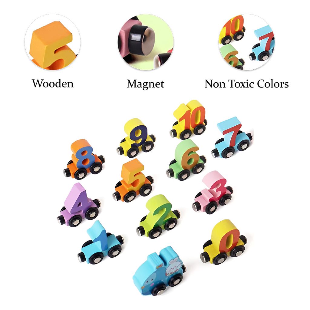 Digital Train Number with Magnet | Wooden Number Train Toy | Kids Wooden Magnetic Train Toy with Numbers | Wooden Digital Train Set for Early Math Skills | Educational Magnetic Number Train Toy view 2