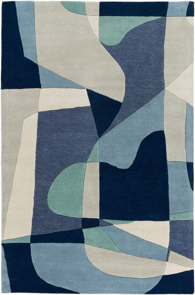 Hand-Tufted Forum Dusty Sage and Blue Wool Rug view 2