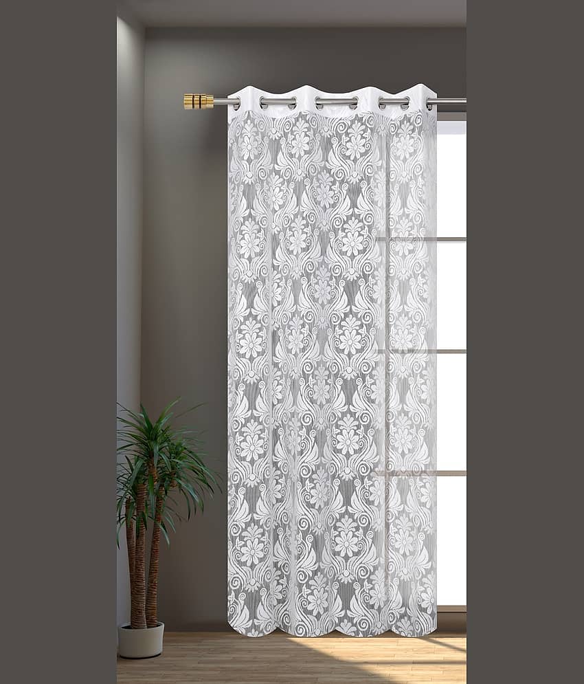 Homefab India Solid Sheer Eyelet Curtain 7 ft ( Pack of 1 ) - White view 2