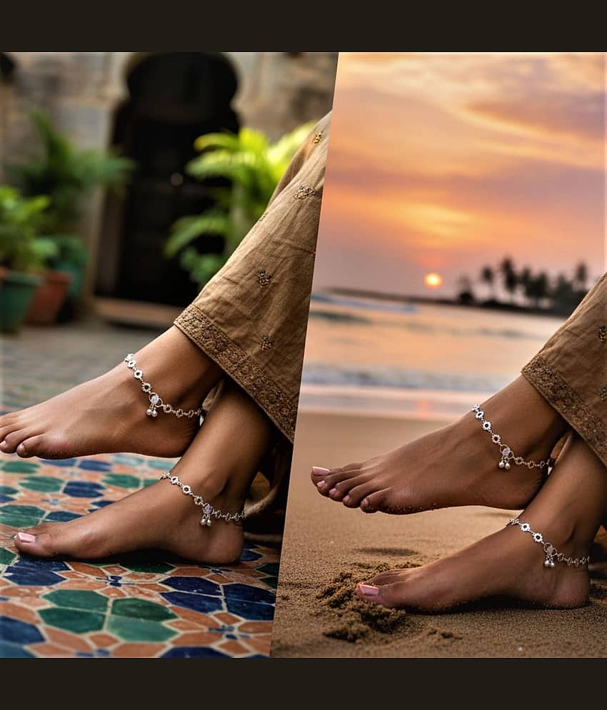 AKLINA Silver Anklets ( Pack of 1 ) view 2