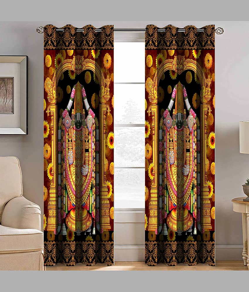 BELLA TRUE Ethnic Room Darkening Eyelet Curtain 7 ft ( Pack of 1 ) - Multicolor view 2