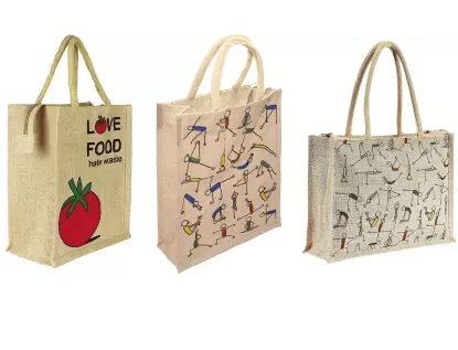 Ameyson Stylish Jute Bag Pack of 3 for all age Men ,Women ,Children eco friendly bag easy to use easy to carry use it office ,Lunch , School ,Shopping ,Grocery etc Pack of 3 Grocery Bags (Brown)