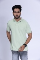 Celadon Green Polo T-Shirt With Jacquard Collar