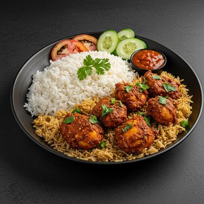 Bagara Rice With Pepper Chicken (Andhra Style)