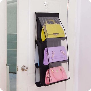 Hanging Handbag Organizer Dust-Proof Storage Holder Bag Wardrobe Closet for Purse Clutch with 6 Pockets-1 Piece view 2