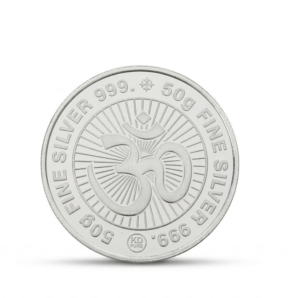 50g Silver Coin 999 Purity | Lakshmi Ganesh Shubh Labh Design | Pure Silver Coin for Diwali पूजा & Investment
