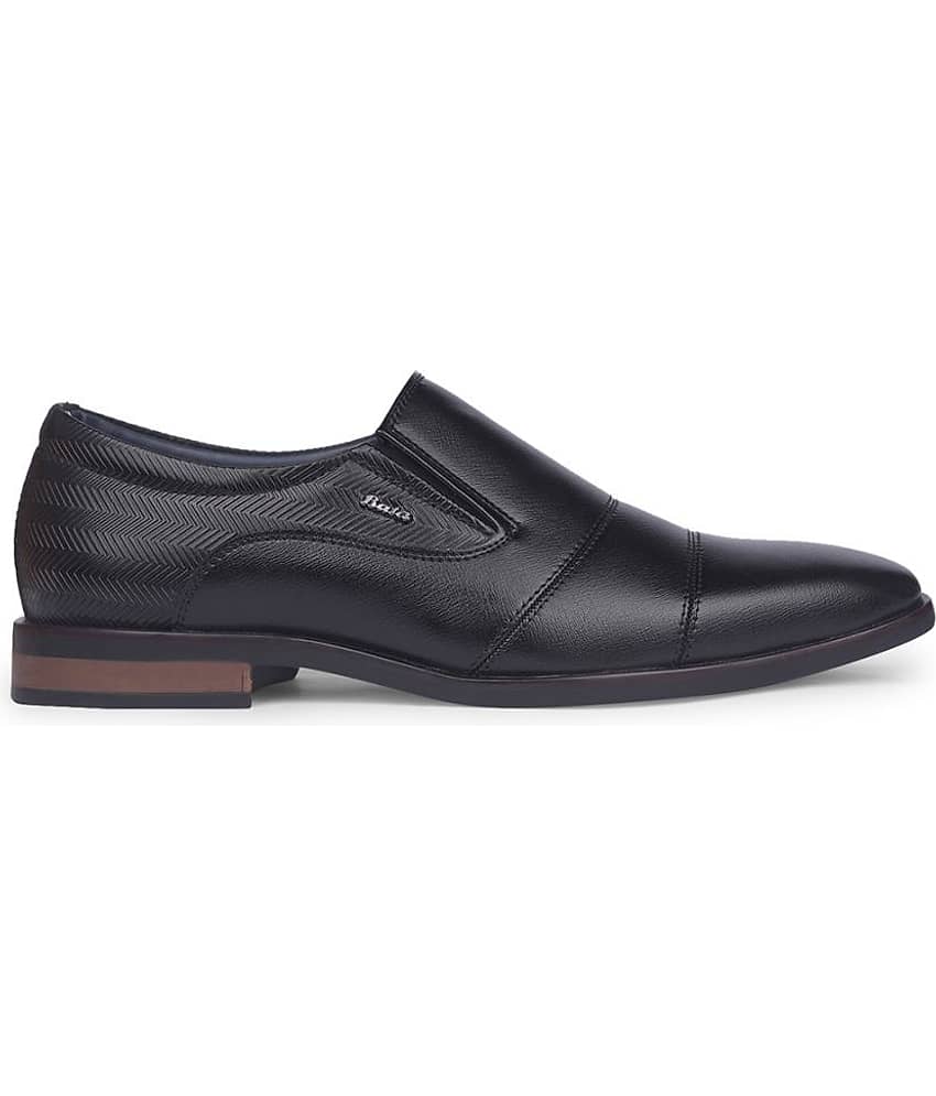 Bata Black Men's Slip On Formal Shoes view 2