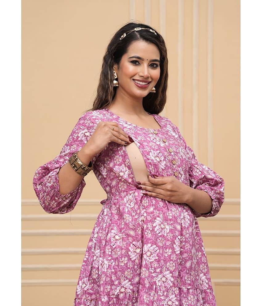 Nevisha Style Pink Cotton Maternity Kurta Single view 2