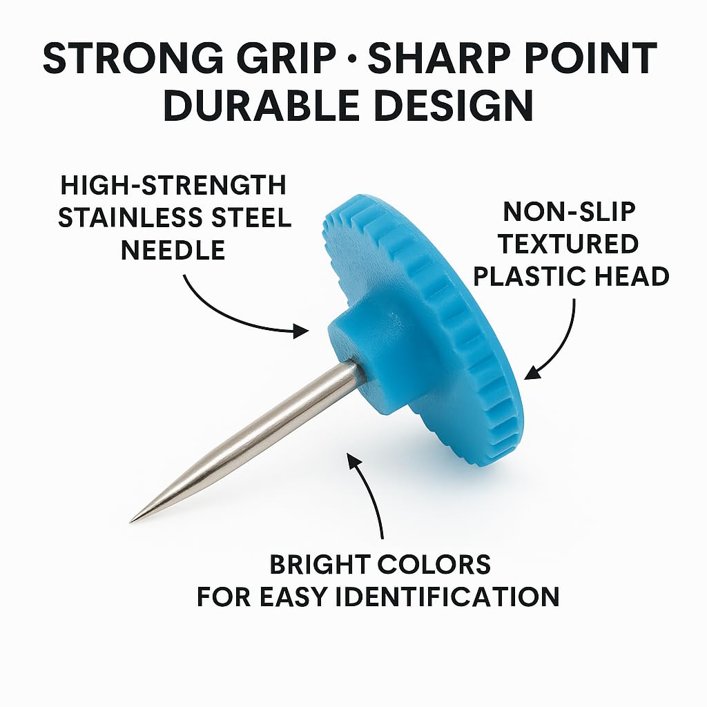 Multicolor Thumb Tacks Push Pins (80 Pieces) � Standard Plastic with Stainless Steel Point � Ideal for Notice Boards, PVC Sheets, Fabric Making, School, Home & Office Use view 2