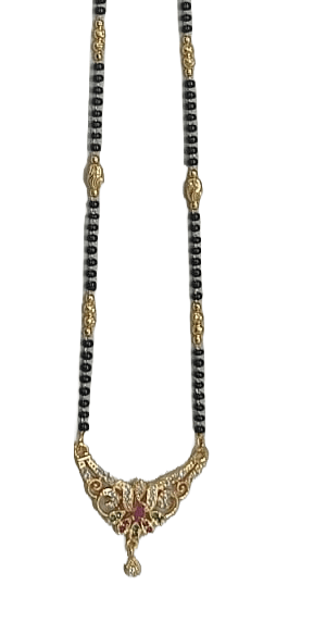 22K Gold Plated Mangalsutra Tanmaniya With Black Beads for Women view 2