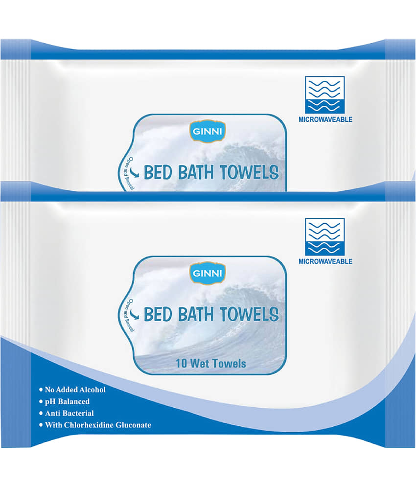 Ginni Hygiene Bed Bath Towel For Adults & Patients (Pack of 2) (10 Wipes/Pack) Wet Wipes ( 20 Pcs )