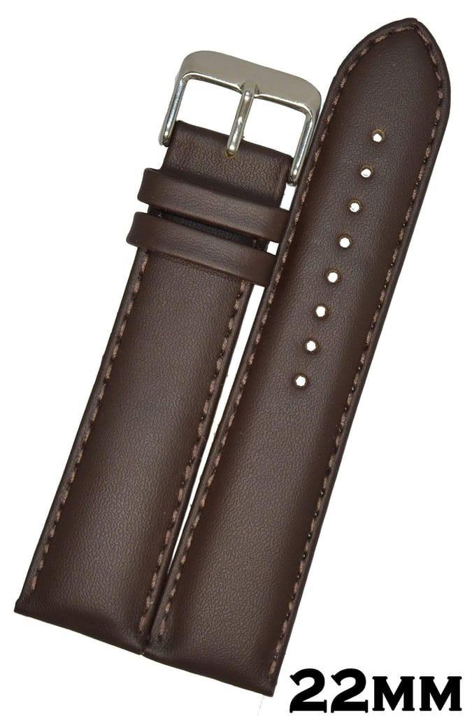 Exelent 22mm Plain Padded Ogive Tip Leather Watch Strap/Watch Band for Men Women Dark Brown view 2