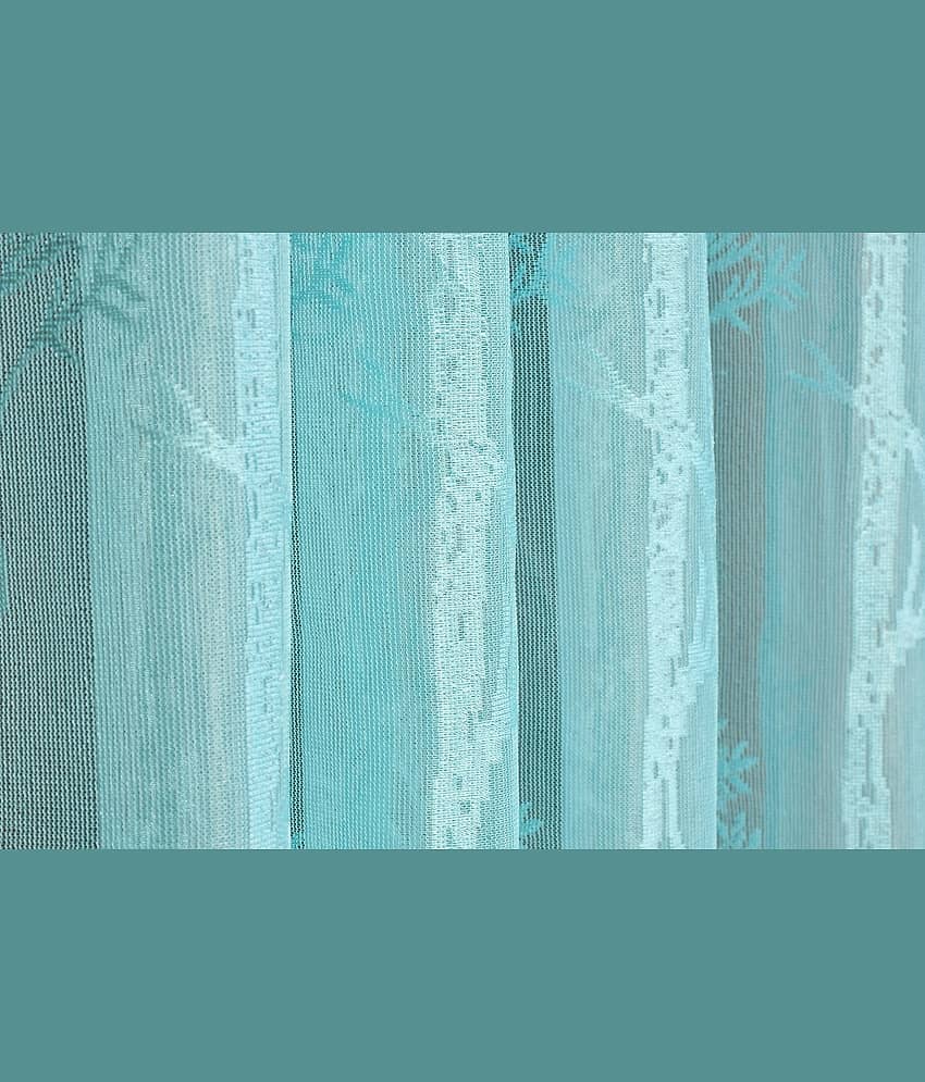 Homefab India SelfDesign Semi-Transparent Eyelet Door Curtain 7ft (Pack of 2) - Turquoise view 2
