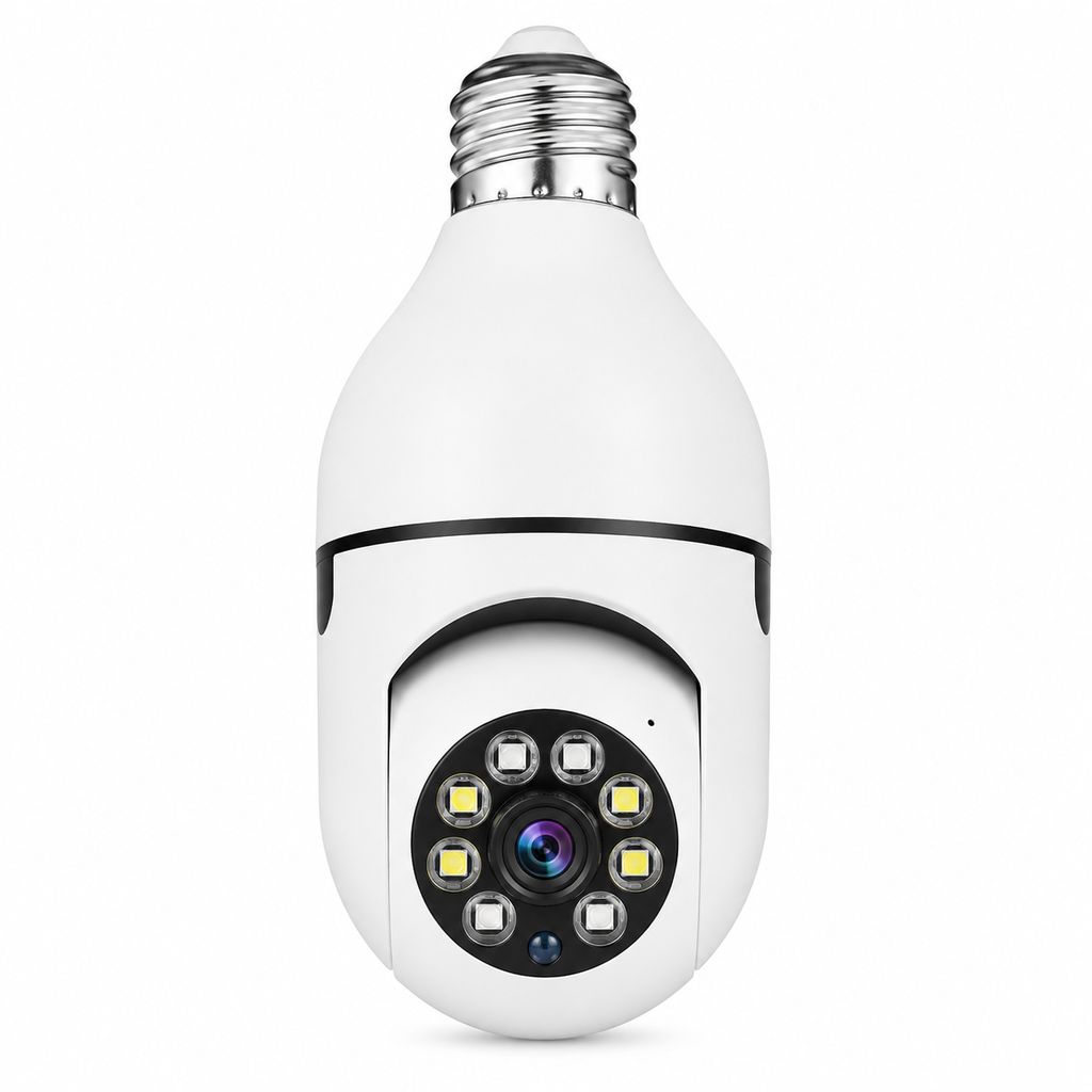 WiFi Panorama Bulb Security Camera | 360° Pan Tilt Wireless IP Camera | V380 Pro App Compatible | Two-Way Audio | Motion Detection Alert | Night Vision | Remote Viewing | Micro SD Card Support | Home & Office Surveillance