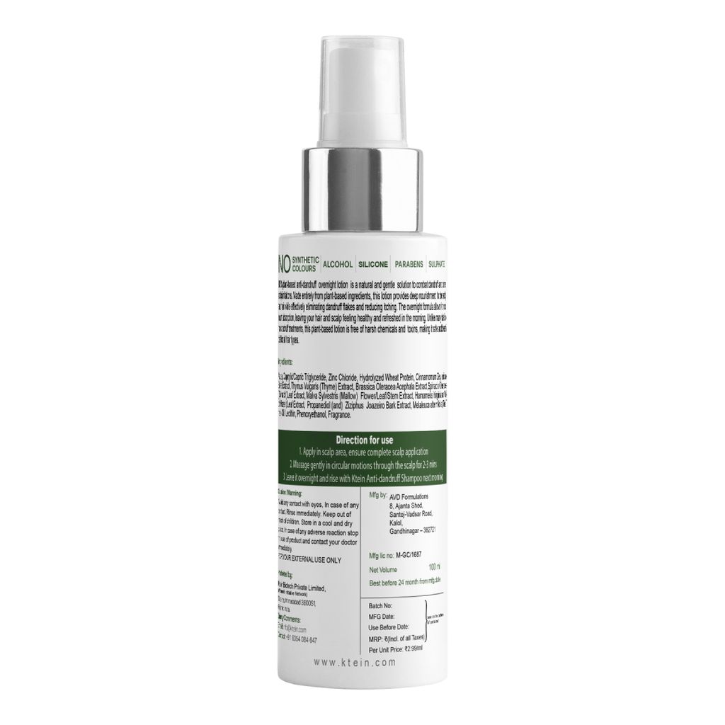 Ktein Natural 100% Plant Based Gentle Scalp Dandruff Spray (100ml) view 2