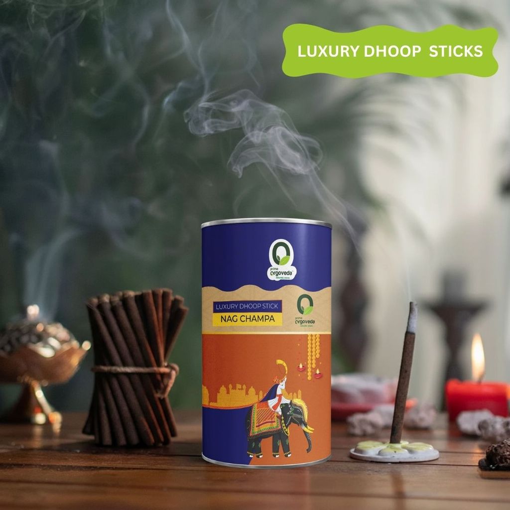 Prime Orgoveda Nag Champa Dhoop Sticks | 100% Natural, Charcoal-Free | Long-Lasting Divine Aroma for Prayer, Pooja, Meditation & Relaxation | Handcrafted Premium Dhoop (Pack of 40 Sticks) view 2