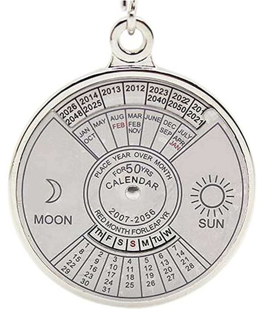 RAVARIYA GRAPHICS Calendar Compass Metal Keychain for Car Bike Men Women Keyring (Silver) view 2