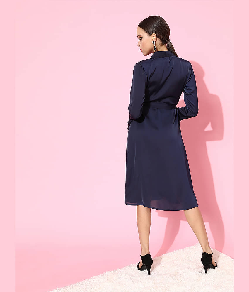 The Vanca Women Polyester Fit & Flare Dress ( Blue ) view 2